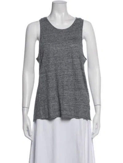 Pre-owned Outerknown Linen Scoop Neck Top In Grey