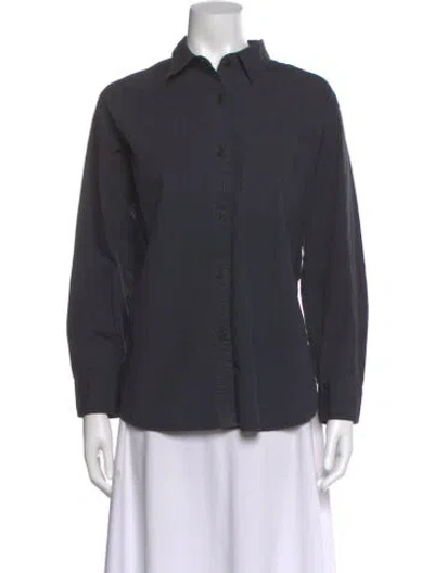 Pre-owned Outerknown Long Sleeve Button-up Top In Blue