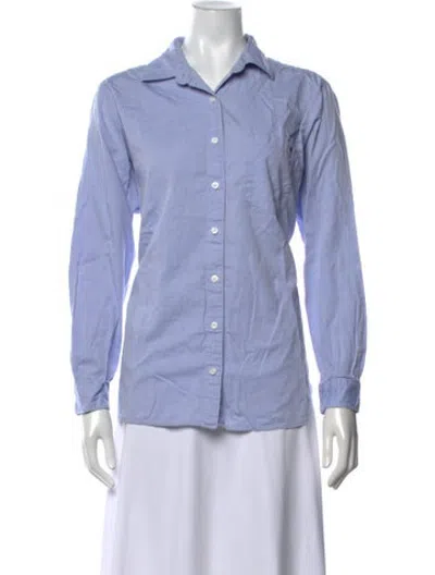 Pre-owned Outerknown Long Sleeve Button-up Top In Blue