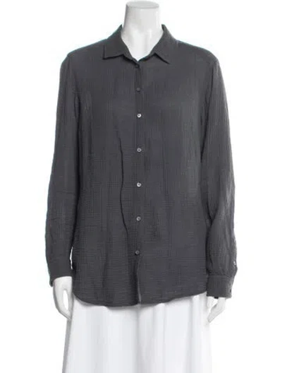 Pre-owned Outerknown Long Sleeve Button-up Top In Gray