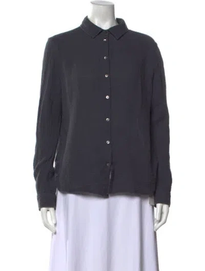 Pre-owned Outerknown Long Sleeve Button-up Top In Grey