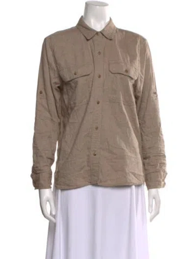 Pre-owned Outerknown Long Sleeve Button-up Top In Neutral