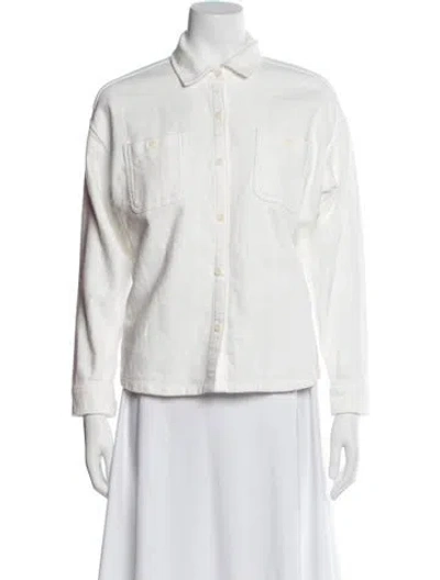 Pre-owned Outerknown Long Sleeve Button-up Top In White