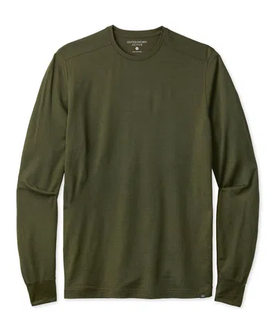 Outerknown Men's Breathe Long Sleeve Merino Baselayer Top In Olive Night In Green