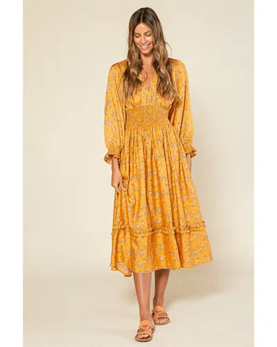 Outerknown Oceana Silk-blend Dress In Gold