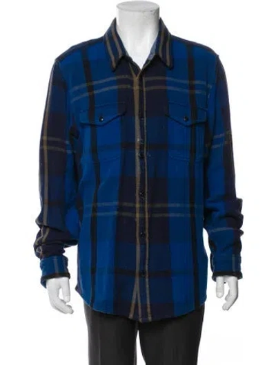 Pre-owned Outerknown Plaid Print Denim Jacket In Blue