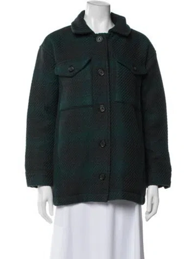 Pre-owned Outerknown Plaid Print Jacket In Green