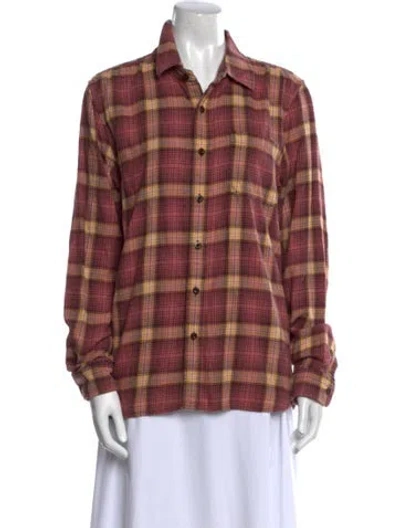 Pre-owned Outerknown Plaid Print Long Sleeve Button-up Top In Multi