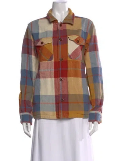 Pre-owned Outerknown Plaid Print Long Sleeve Button-up Top In Multi