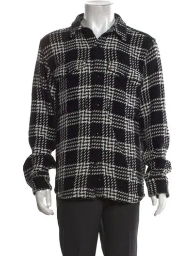 Pre-owned Outerknown Plaid Print Long Sleeve Shirt In Black
