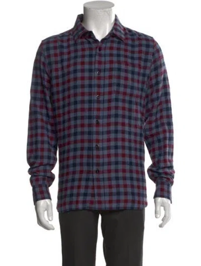 Pre-owned Outerknown Plaid Print Long Sleeve Shirt In Blue