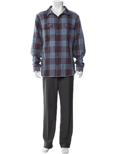Pre-owned Outerknown Plaid Print Long Sleeve Shirt In Blue