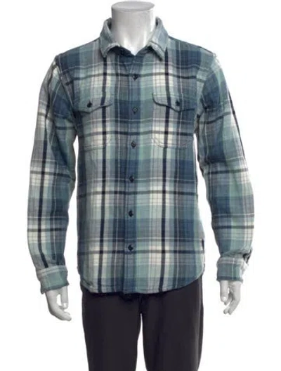 Pre-owned Outerknown Plaid Print Long Sleeve Shirt In Blue