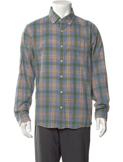 Pre-owned Outerknown Plaid Print Long Sleeve Shirt In Blue