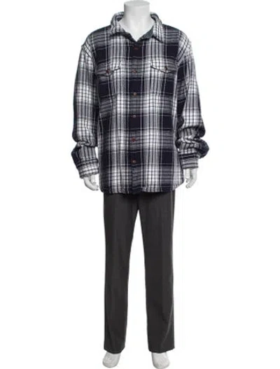 Pre-owned Outerknown Plaid Print Long Sleeve Shirt In Blue