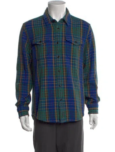 Pre-owned Outerknown Plaid Print Long Sleeve Shirt In Blue