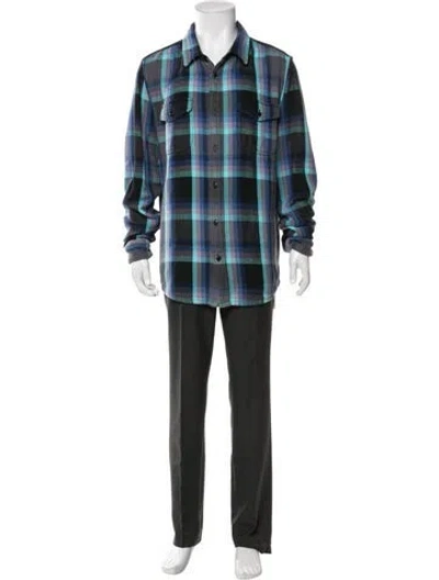Pre-owned Outerknown Plaid Print Long Sleeve Shirt In Blue
