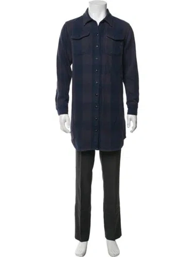 Pre-owned Outerknown Plaid Print Long Sleeve Shirt In Blue