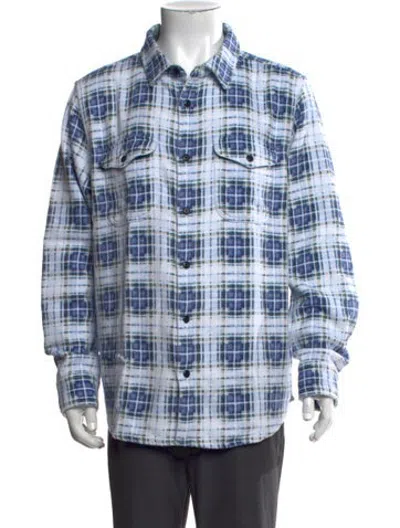 Pre-owned Outerknown Plaid Print Long Sleeve Shirt In Blue