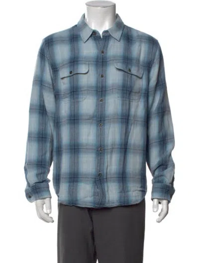 Pre-owned Outerknown Plaid Print Long Sleeve Shirt In Blue