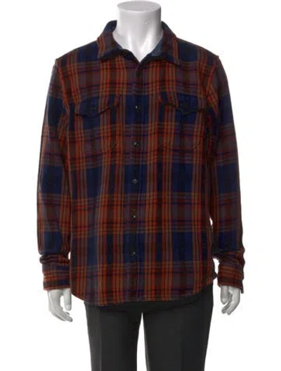 Pre-owned Outerknown Plaid Print Long Sleeve Shirt In Brown