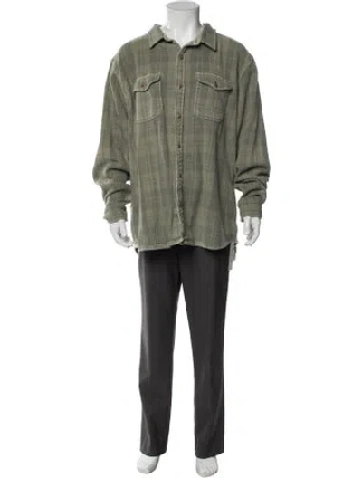 Pre-owned Outerknown Plaid Print Long Sleeve Shirt In Green