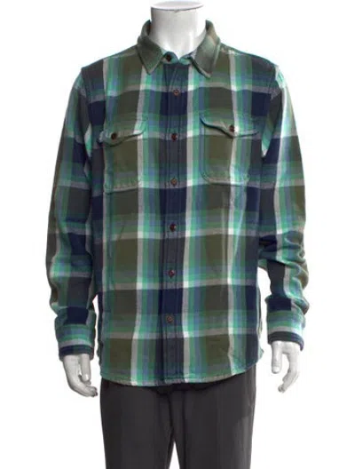 Pre-owned Outerknown Plaid Print Long Sleeve Shirt In Green