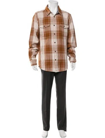 Pre-owned Outerknown Plaid Print Long Sleeve Shirt In Neutrals