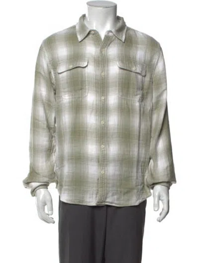 Pre-owned Outerknown Plaid Print Long Sleeve Shirt In Neutrals