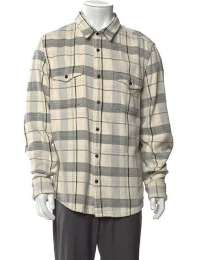 Pre-owned Outerknown Plaid Print Long Sleeve Western Shirt In Neutral