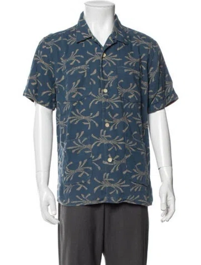 Pre-owned Outerknown Printed Short Sleeve Shirt In Blue