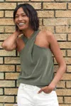 OUTERKNOWN REWIND CROSS TANK TOP IN OLIVE NIGHT
