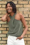 Outerknown Rewind Cross Tank Top In Olive Night In Green