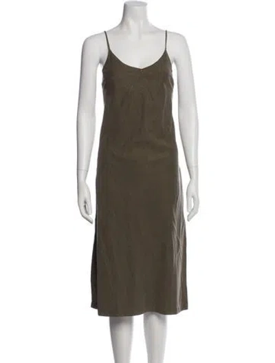 Pre-owned Outerknown Scoop Neck Midi Length Dress In Green