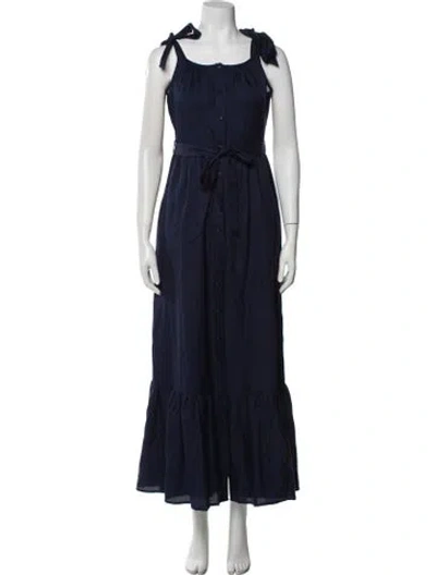Pre-owned Outerknown Square Neckline Long Dress In Blue