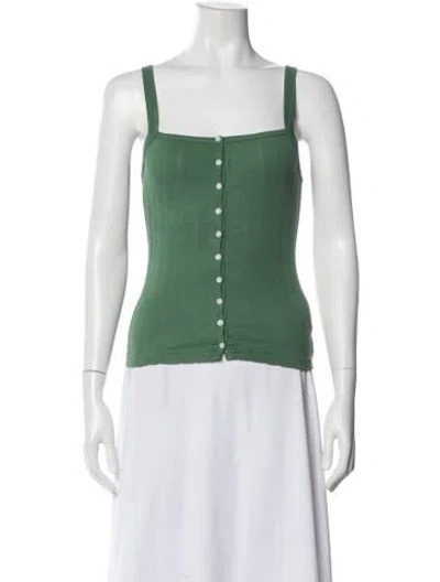 Pre-owned Outerknown Square Neckline Sleeveless Top In Green