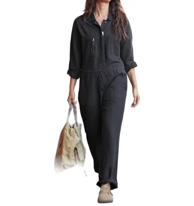Outerknown Station Jumpsuit In Pitch Black In Grey