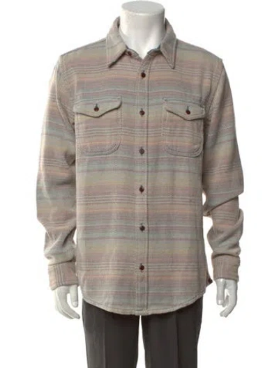 Pre-owned Outerknown Striped Long Sleeve Shirt In Blue
