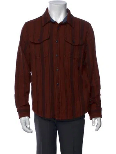 Pre-owned Outerknown Striped Long Sleeve Shirt In Brown