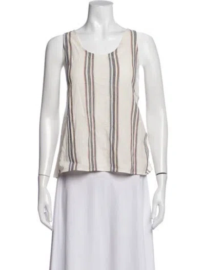 Pre-owned Outerknown Striped Scoop Neck Top W/ Tags In Neutrals