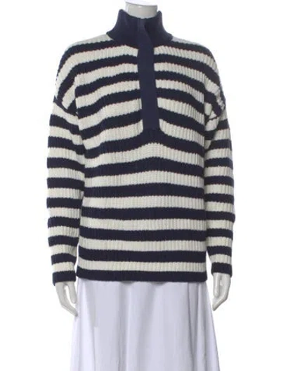 Pre-owned Outerknown Striped Turtleneck Sweater In Blue