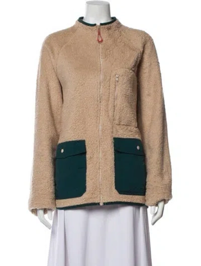 Pre-owned Outerknown Tweed Pattern Faux Fur Jacket In Neutral