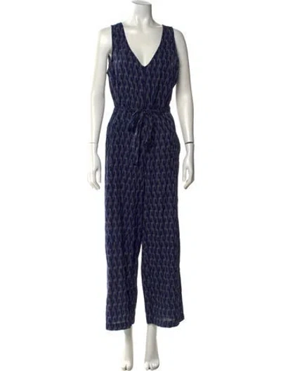 Pre-owned Outerknown V-neck Jumpsuit In Blue