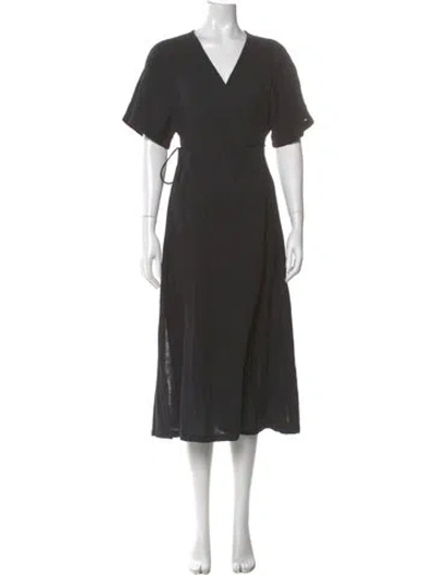 Pre-owned Outerknown V-neck Long Dress In Gray