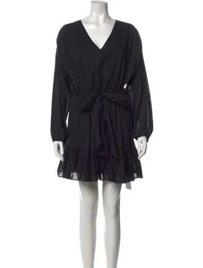 Pre-owned Outerknown V-neck Mini Dress In Blue