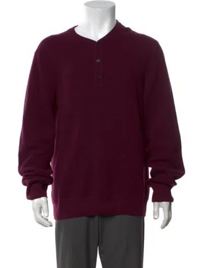 Pre-owned Outerknown Wool Crew Neck Pullover In Burgundy