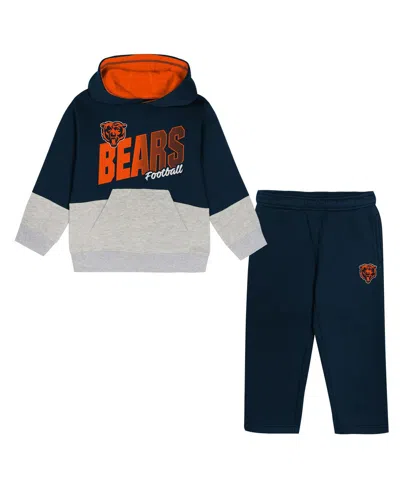 Outerstuff Babies' 2-piece Toddler Navy Chicago Bears Lineman Fleece Hoodie And Pants Set In Blue