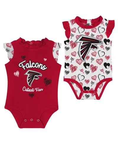 Outerstuff Kids' Baby Boys And Girls 2-piece Atlanta Falcons Happy Hearts Bodysuit Set In Red
