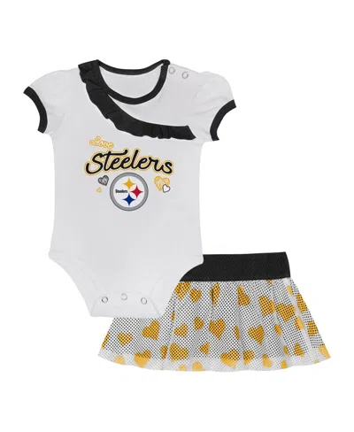 Outerstuff Kids' Baby Boys And Girls 2-piece Baltimore Ravens Love My Team Bodysuit And Skirt Set In White