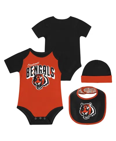 Outerstuff Baby Boys And Girls 2- Piece Cincinnati Bengals Dynamic Duo Bodysuit And Bib Knit Hat Set In Red